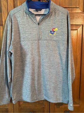 Colosseum Gray Quarter-Zip Kansas Jayhawks Pullover with Blue Trim
